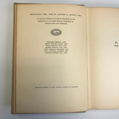 The Maltese Falcon - Dashiell Hammett - 1st Edition 7th Printing - 1931