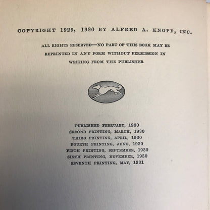 The Maltese Falcon - Dashiell Hammett - 1st Edition 7th Printing - 1931