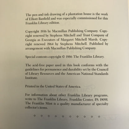Gone With the Wind - Margaret Mitchell - Franklin Library - Patron's Edition - Slip Case