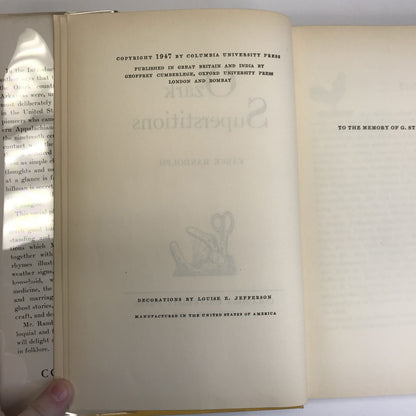 Ozark Superstitions - Vance Randolph - First Edition