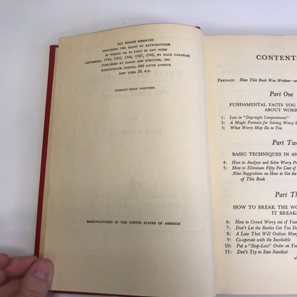 How to Stop Worrying and Start Living - Dale Carnegie - 21st Printing - Signed