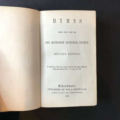 Hymns For The Use of The Methodist Equinox Church - Author Unknown - 1868
