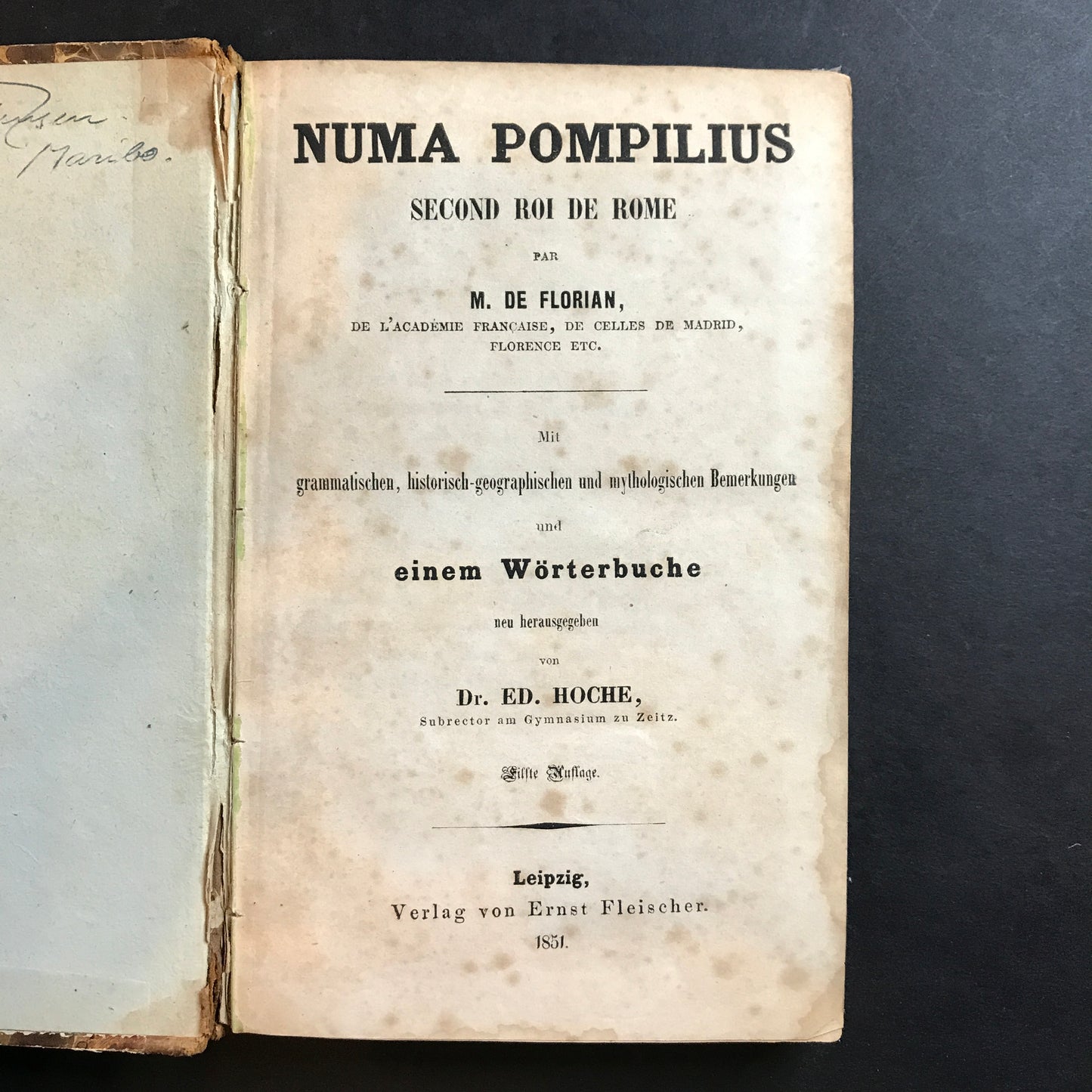 Numa Pompilius: Second Roi De Rome - M. De Florian & Dr. Ed. Hoche - 1851