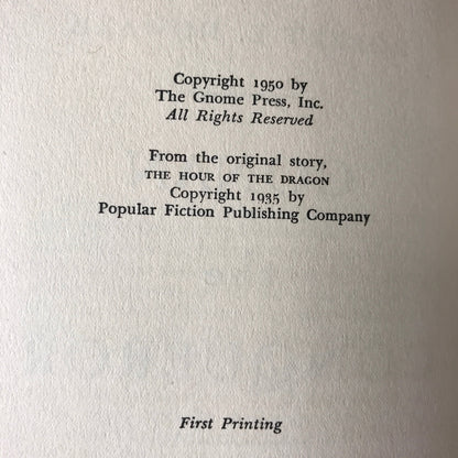 Conan The Conqueror - Robert E. Howard - First Edition - 1950