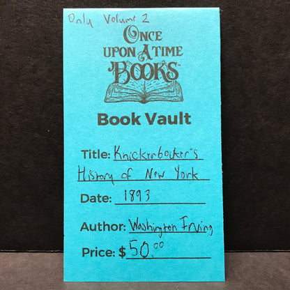 Knickerbocker's History of New York -  Volume 2 - Washington Irving - 1893