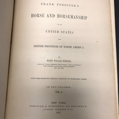 The Horse of America - Frank Forester - 2 Volumes - 1857