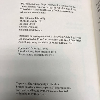 The Postman Always Rings Twice - James M. Cain - 1st Thus - Folio Society - 2012