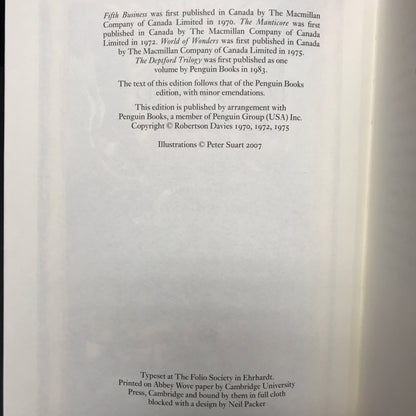 The Deptford Trilogy - Robertson Davies - 1st Thus - Folio Society - 2007