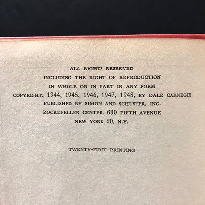 How to Stop Worrying and Start Living - Dale Carnegie - Signed - 21st Printing - 1951