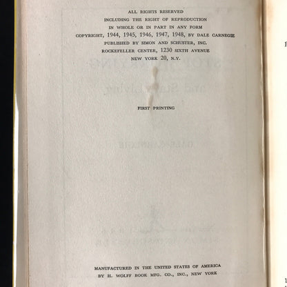 How to Stop Worrying and Start Living - Dale Carnegie - Signed - 1st Edition - 1948