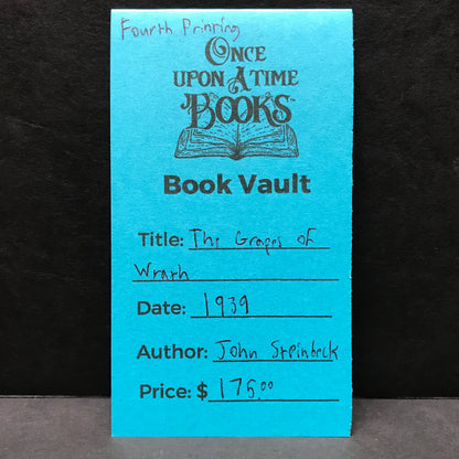 The Grapes of Wrath - John Steinbeck - 4th Printing - 1939