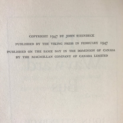 The Wayward Bus - John Steinbeck - Early Printing - 1947