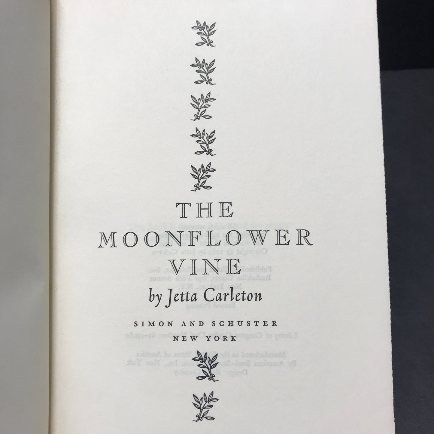 The Moonflower Vine - Jetta Carleton - Signed - 1962
