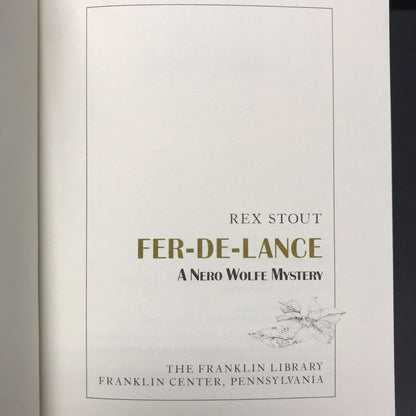 Fer-De-Lance - Rex Stout - Franklin Library - 1988