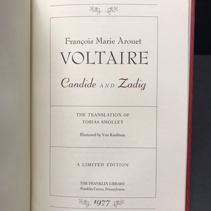 Candide and Zadig - Voltaire - Franklin Library - 1977