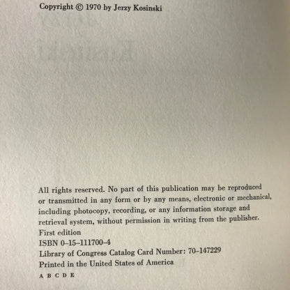 Being There - Jerzy Kosinski - 1st Edition - 1970