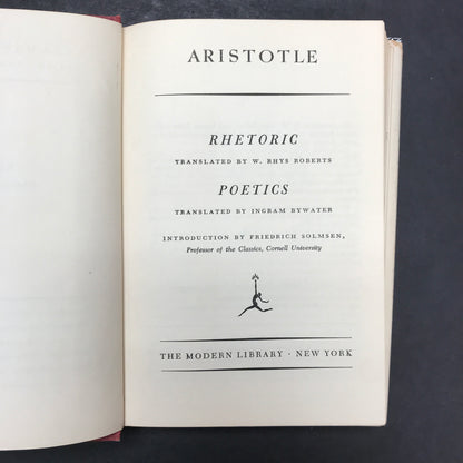 The Rhetoric and The Poetics of Aristotle - W. Rhys Roberts and Ingram Bywater - Modern Library - 1954