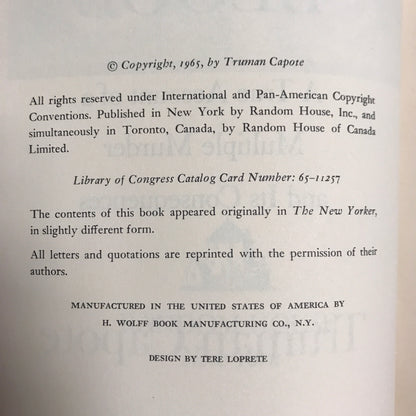 In Cold Blood - Truman Capote - Book Club Edition - 1965