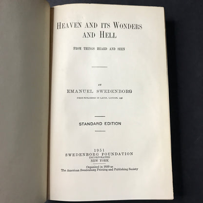 Heaven and it's Wonders and Hell - Emanuel Swedenborg - 1951
