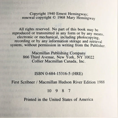 For Whom the Bell Tolls - Ernest Hemingway - 1968