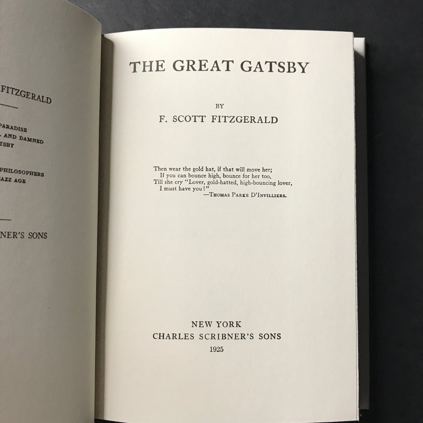 The Great Gatsby - F. Scott Fitzgerald - 1953 - First Thus - Facsimile of First Edition - Scarce