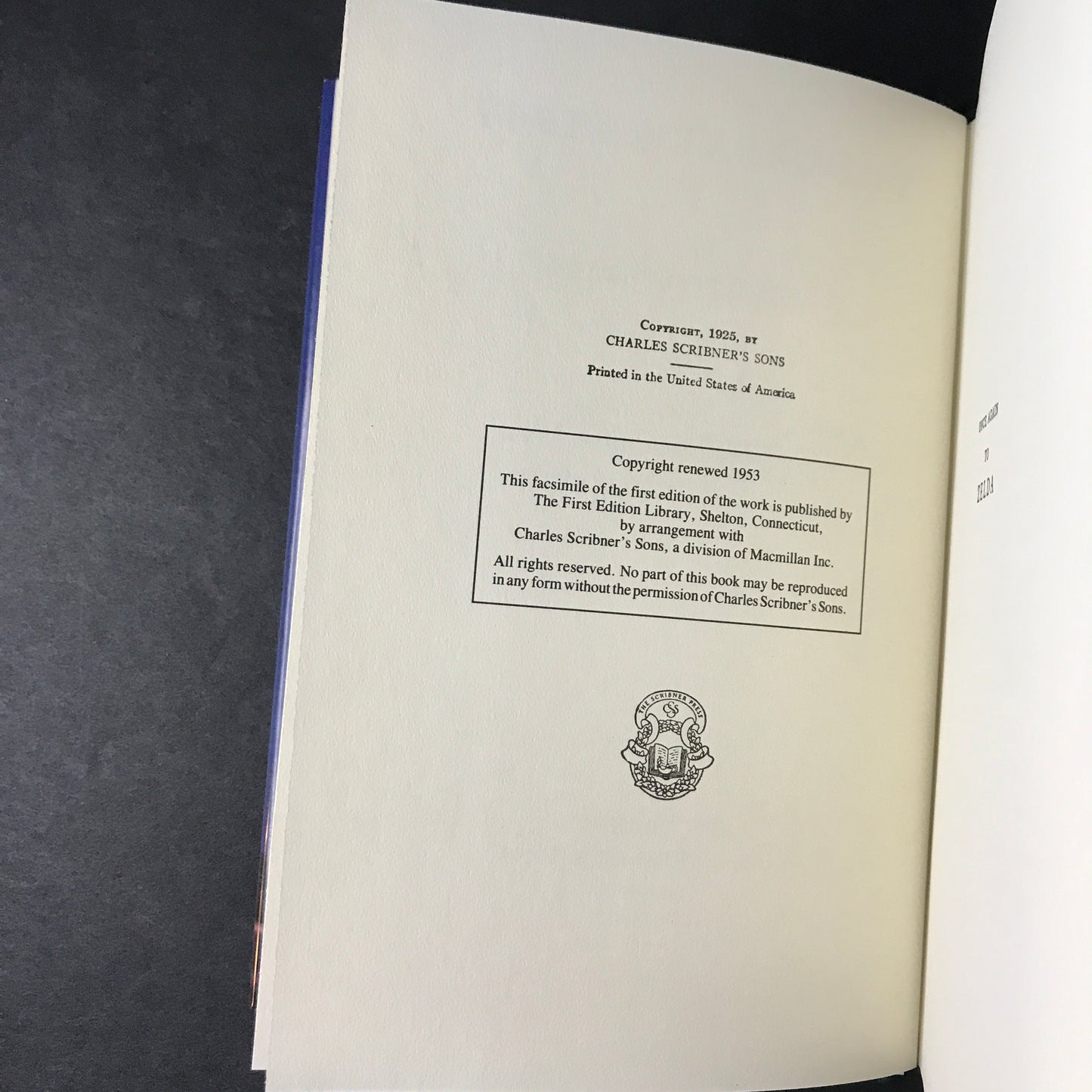 The Great Gatsby - F. Scott Fitzgerald - 1953 - First Thus - Facsimile of First Edition - Scarce