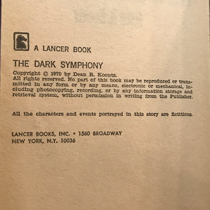 The Dark Symphony - Dean R. Koontz - 1st Edition - Scarce - 1970