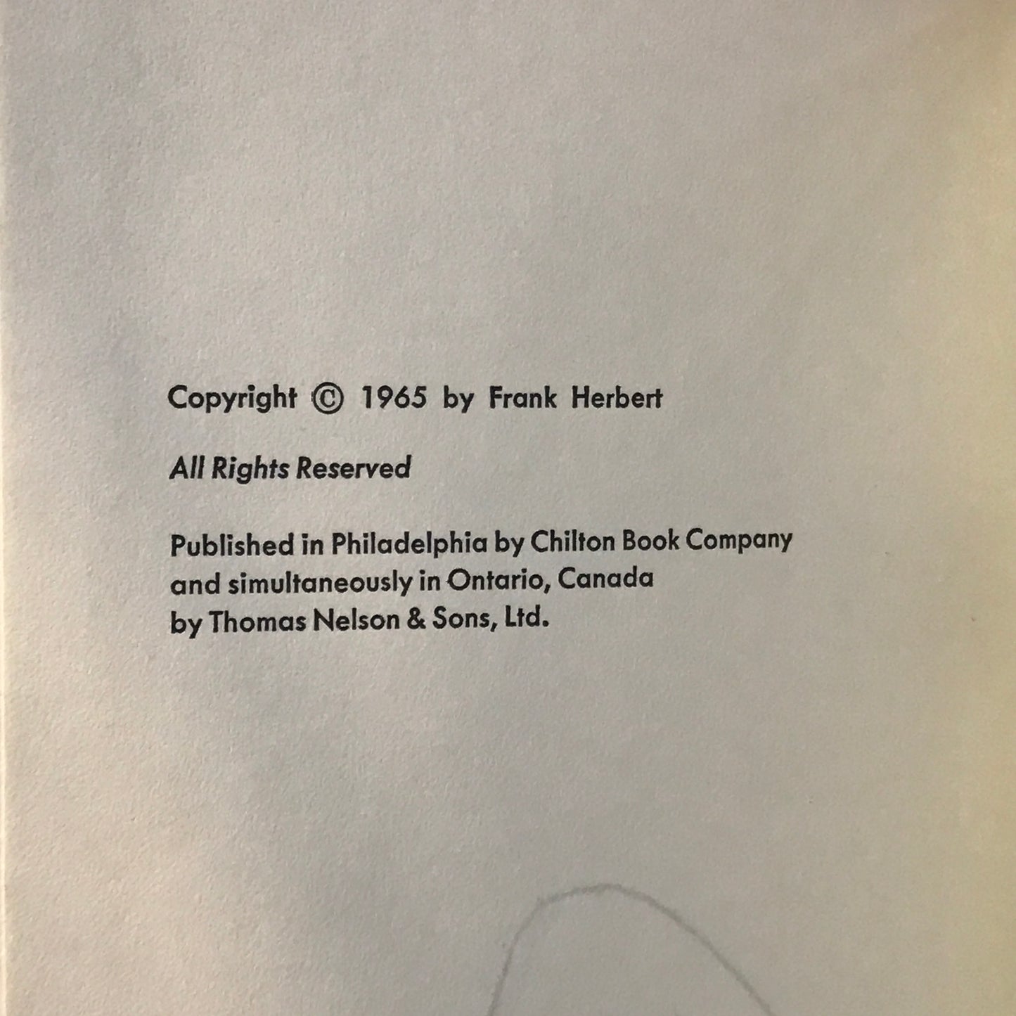 Dune - Frank Herbert - Early Book Club Edition - Y49 Gutter Code - 1965