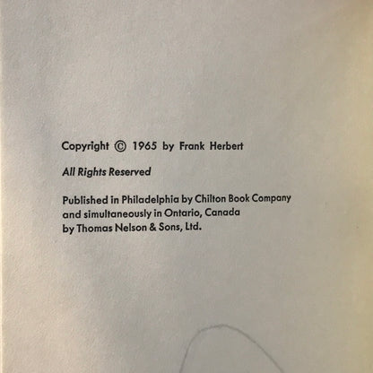 Dune - Frank Herbert - Early Book Club Edition - Y49 Gutter Code - 1965