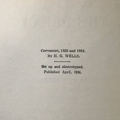 The Dream - H. G. Wells - Apparent 1st U. S. Edition - 1924