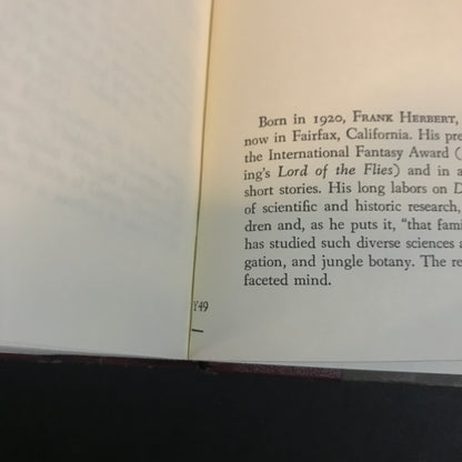 Dune - Frank Herbert - Early Book Club Edition - Y49 Gutter Code - 1965