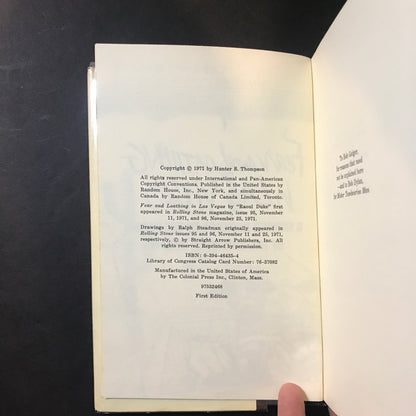 Fear and Loathing in Las Vegas - Hunter S. Thompson - 1st Edition - 1971