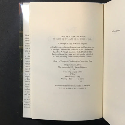The Unconsoled - Kazuo Ishiguro - 1st American Edition - 1995