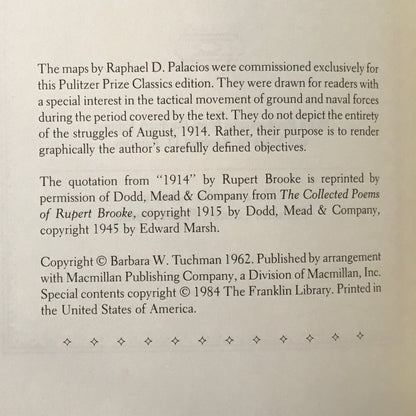 The Guns of August - Barbara W. Tuchman - Franklin Library - 1984