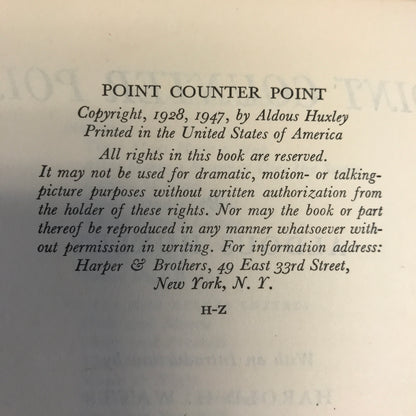 Point Counter Point - Aldous Huxley - 1947