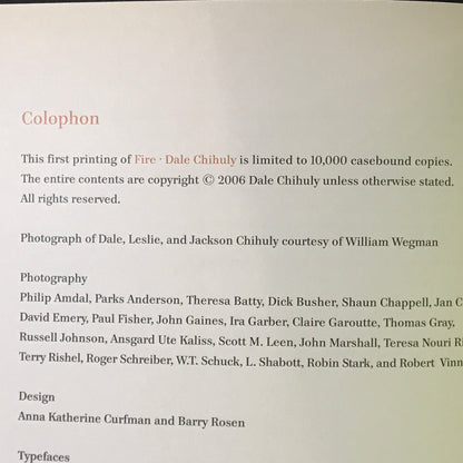 Fire - Dale Chihuly - Signed - 1st Limited Edition - COA - 2006