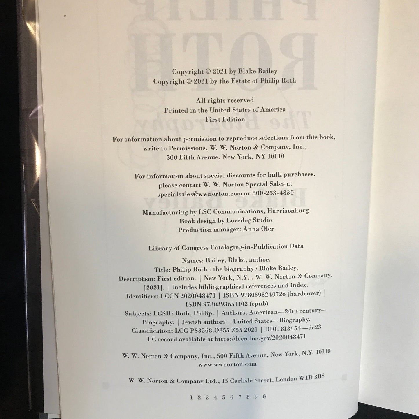 Philip Roth The Biography - Blake Bailey - 1st Edition - 2021