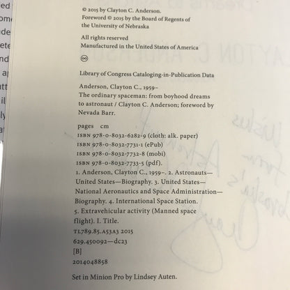 The Ordinary Spaceman - Clayton C. Anderson - Signed - 2015