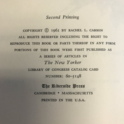 Silent Spring - Rachel Carson - 2nd Print - 1962