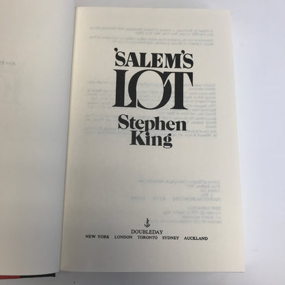 Salem's Lot - Stephen King - Trade Size - Book Club Edition - 1975