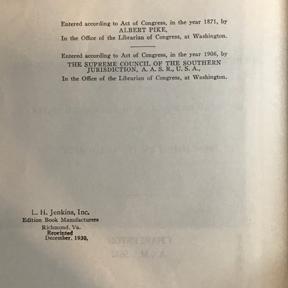 Morals and Dogma - Albert Pike - 1930