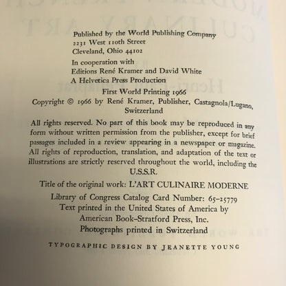 Modern French Culinary Art - Henry-Paul Pellaprat - 1966