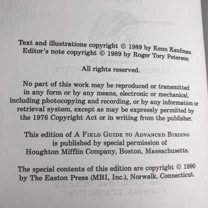 Advanced Birding - Kenn Kaufman - Roger Tory Peterson Field Guide - Easton Press - 1989
