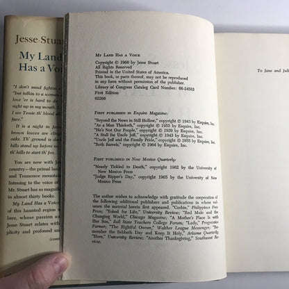 My Land Has A Voice - Jesse Stuart - 1st Ed - 1966