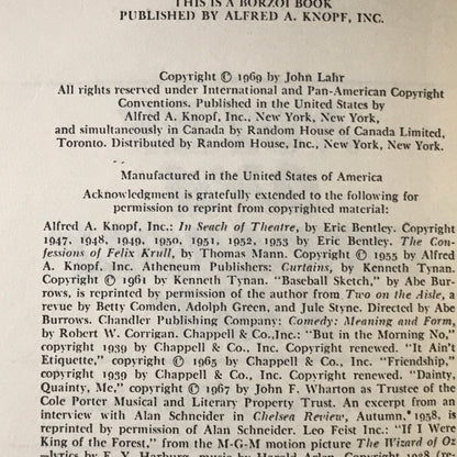 Notes On A Cowardly Lion - John Lahr - Book Club Edition - 1969