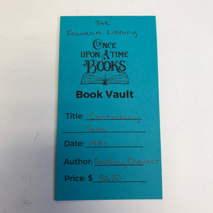 Canterbury Tales - Geoffrey Chaucer - Franklin Library - 1981
