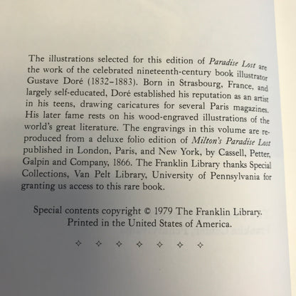 Paradise Lost - John Milton - Franklin Library - 1979