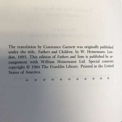 Fathers and Sons - Ivan Turgenev - Franklin Library - 1984