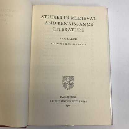 Studies in Medieval and Renaissance - C. S. Lewis - 1st Edition - 1966