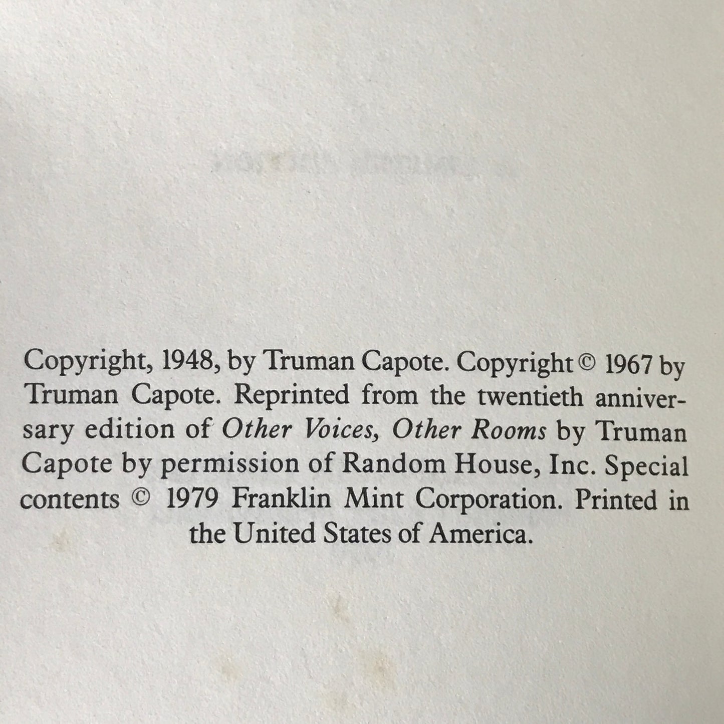 Other Voices, Other Rooms - Truman Capote - 1979 - Signed - Franklin Library
